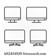 computer monitors line icon set computer monitors line icon set