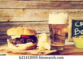 Craft Beer With Hamburger Craft Beer With Hamburger