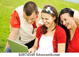 feliz, pessoas, ao ar livre