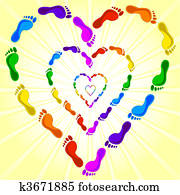  heart made with the footprints 