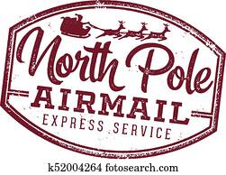 North Pole Airmail Santa Letter Stamp North Pole Airmail Santa Letter Stamp
