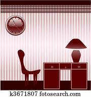 oficina, habitación, con, muebles