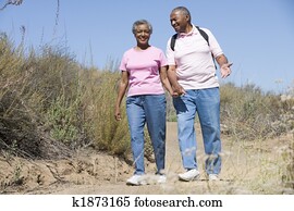 Senior couple on walk