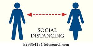 Vector illustration of a social distance concept. Vector illustration of a social distance concept.