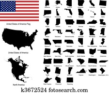 vectors, של, ארהב, מדינות