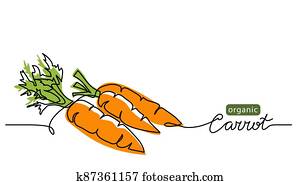 גזר, וקטור, illustration,, רקע., מישהו, ציור של קו, אומנות, דוגמה, עם, לאטארינג, אורגני, גזר