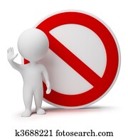 3d, קטן, אנשים, -, interdiction, חתום