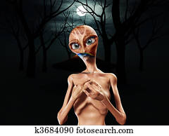 külföldi, és, ufo, alatt, erdő