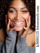 lächeln, schwarze frau