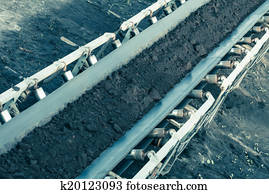 Opencast brown coal mine. Belt conveyor.