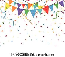Party flags with confetti Party flags with confetti
