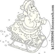 santa, sledding, com, presentes