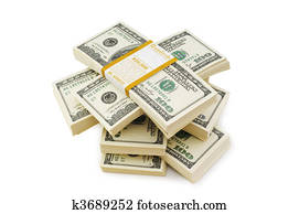 Stack of dollars isolated on the white