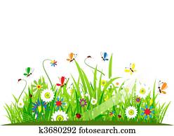 verão, prado, bonito