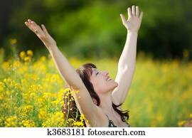 woman taking a breath