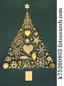 Abstract Christmas Tree with Gold Baubles Abstract Christmas Tree with Gold Baubles