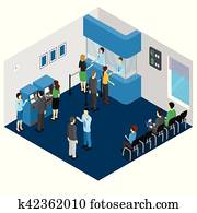 Bank Office Isometric Concept