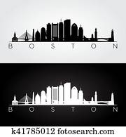 Boston skyline silhouette Boston skyline silhouette