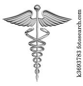 Caduceus Medical Symbol chrome Caduceus Medical Symbol chrome