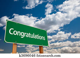 Congratulations Green Road Sign with Sky Congratulations Green Road Sign with Sky