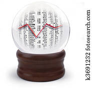 Crystal ball with stock market Crystal ball with stock market