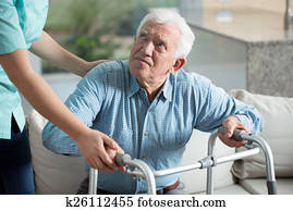 Disabled man in nursing home
