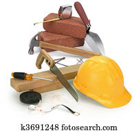 ferramentas, e, construção, materiais