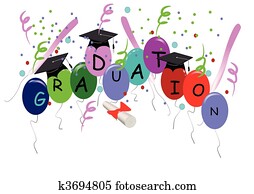 graduation with balloons on white graduation with balloons on white