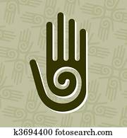 Hand with spiral symbol