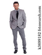 Handsome successful business man in suit full lenth