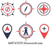 vector illustration survey land logo icon with location compass and camera vector illustration survey land logo icon with location compass and camera