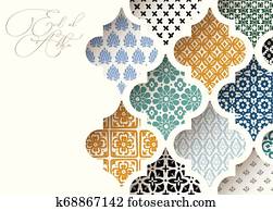 מוסלמי, חופשה, eid, אל, adha, דש, card., צילום מקרוב, של, צבעוני, קישוטי, ערבי, tiles,, תבניות, דרך, לבן, מסגד, חלון., ramadan, invitation., וקטור, ארבסקה, דוגמה, bacground,, מודרני, design.