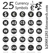 25, סמלים של מטבע, ארצות, ו, שלהם, קרא, מסביב העולם