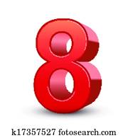 3d shiny red number 8