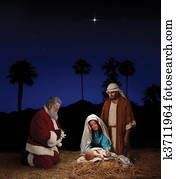 Christmas Nativity with Santa Claus Christmas Nativity with Santa Claus