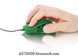 computermaus, mit, hand