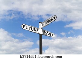Future Past & Present signpost in the sky