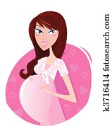 Happy pregnant woman prepared to be