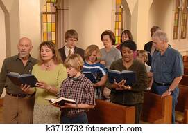 het zingen, hymns, in, kerk