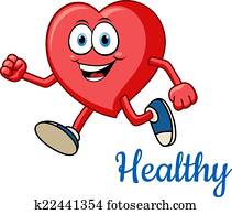 løb, sunde, rødt hjerte, karakter