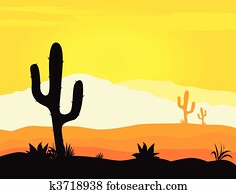 Mexico desert sunset with cactus Mexico desert sunset with cactus