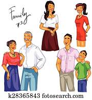 miembros de la familia, aislado, conjunto, 3