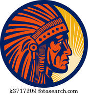 native american indian chief warrior side view native american indian chief warrior side view