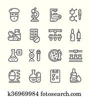 Set line icons of pharmaceutical industry Set line icons of pharmaceutical industry