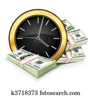 time är pengar, begrepp, med, klocka, och, dollars