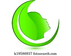 Woman face and leaf logo Woman face and leaf logo