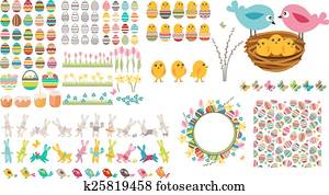 Big easter collection with eggs, birds and rabbits Big easter collection with eggs, birds and rabbits