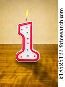 Burning birthday candle number 1 Burning birthday candle number 1