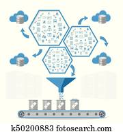 Business intelligence processing and Database management concept. Business intelligence processing and Database management concept.