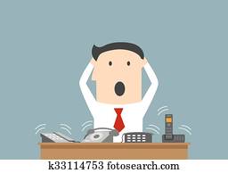 emsige, geschäftsmann, und, ofice, telefonanrufe